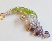 Shofar Carmel, sterling silver, amethyst and peridot pendant.