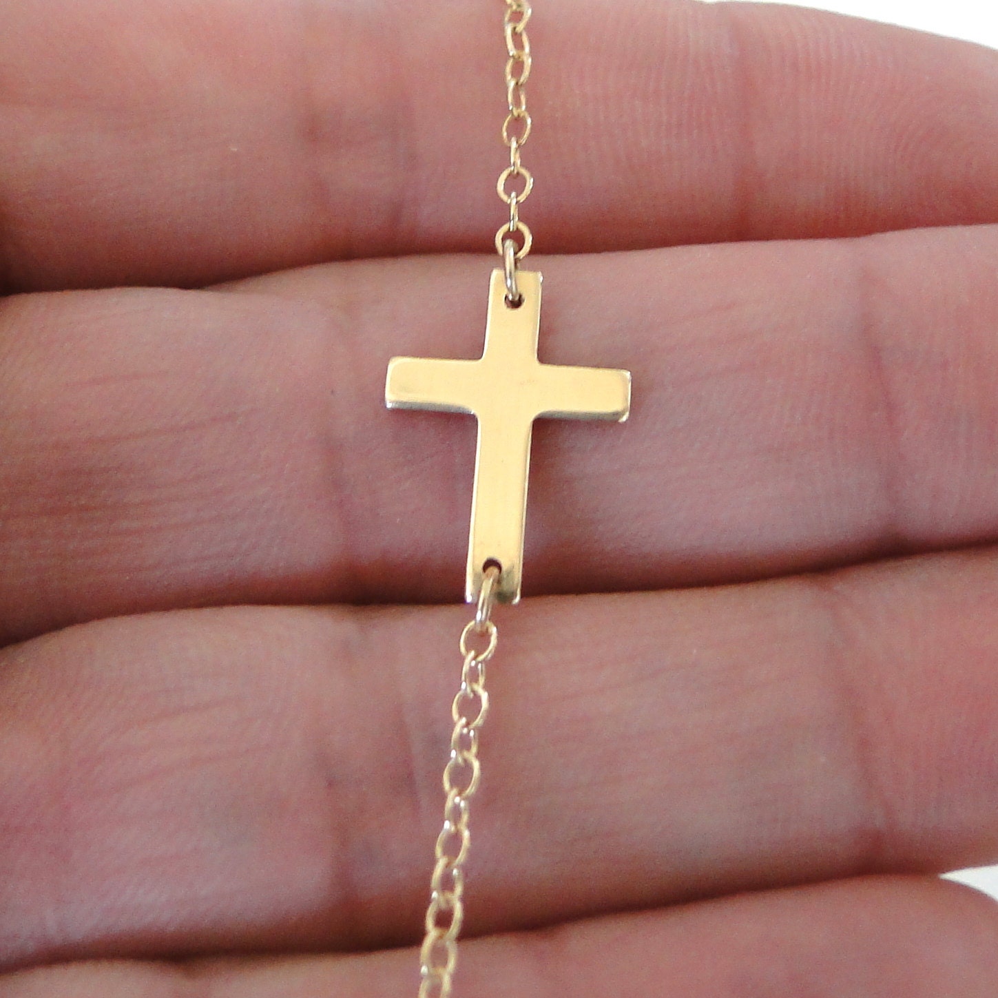 Sideways Cross Necklace - Small Handcrafted 14K Gold Filled Cross Taylor Jacobson Style
