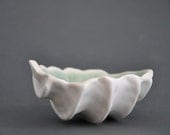 Copper Blue Micro Clam Bowl  - Porcelain Ceramic Dish Decorative Beach Pottery