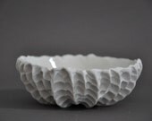 White Scallop Textured Bowl - Serving Modern Decor Porcelain Ceramic