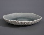 Grey Sky Ceramic Geode Plate - White Contemporary Porcelain Dinner Serving Platter Dish