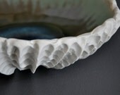 Lagoon Scallop Textured Bowl - Dining Serving Centerpiece Beach Modern Decor Porcelain Ceramic