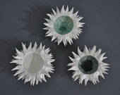 Set of 3 Micro Porcelain Urchin Bowls - Sea Urchin  Art Vessel Decor Sculpture Beach