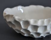 Small Coral Bowl - Porcelain Ceramic Textured Serving Pottery  Beach Decor