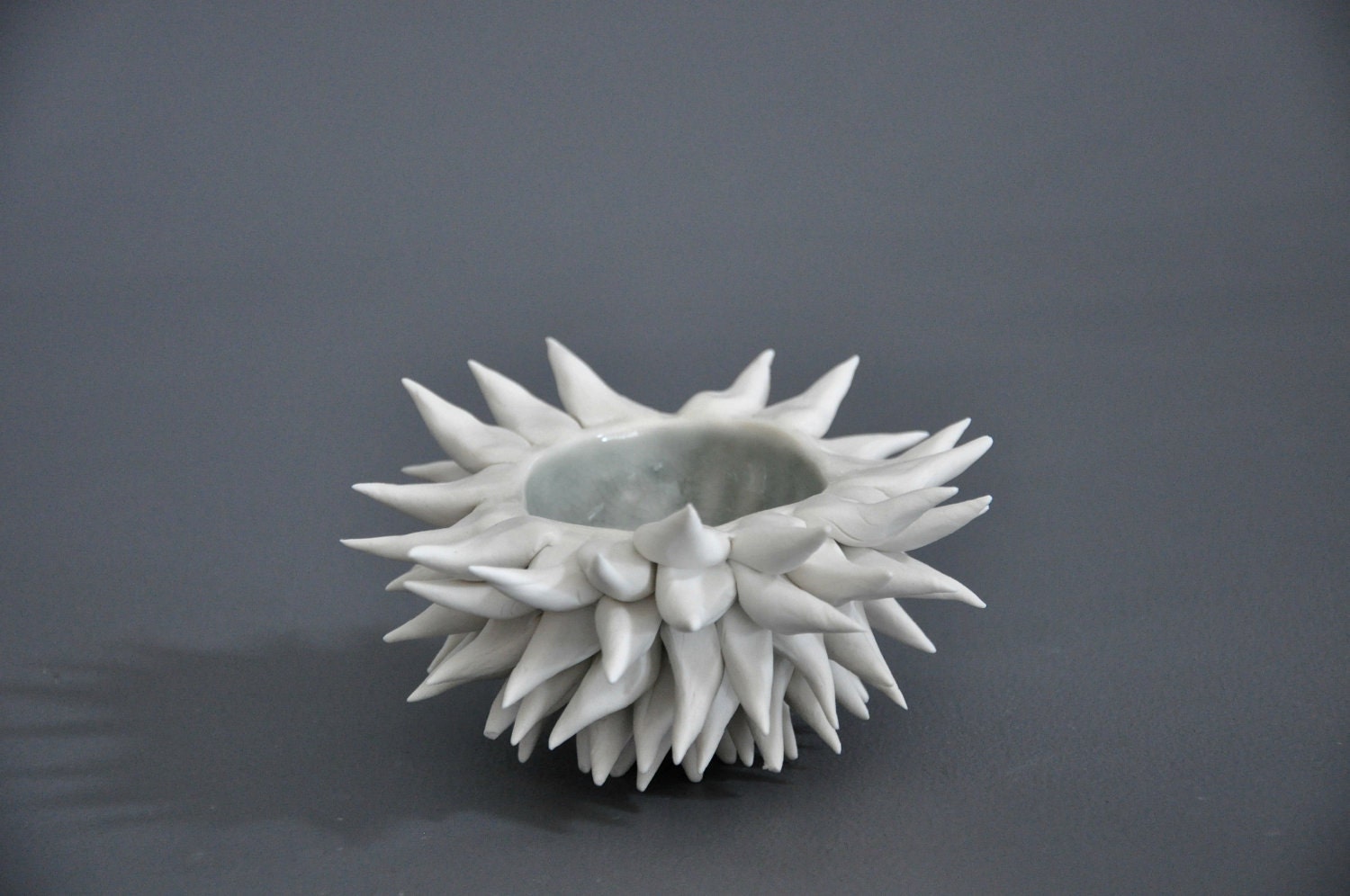 Set of 3 Micro Porcelain Urchin Bowls - Sea Urchin Art Vessel Decor Sculpture Beach