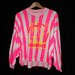 Vintage 80s Neon Striped Body Builder shirt tee t Top - T. Michael XL