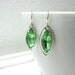 Framed Green Petite Drop Earrings Navette Vintage Jewel Sterling Silver Ear Wires