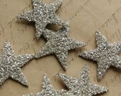 SIX Glass Glitter Stars  S I L V E R