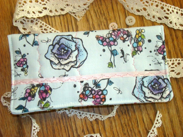 Needlecase Blue Rose Watercolor Art Fabric