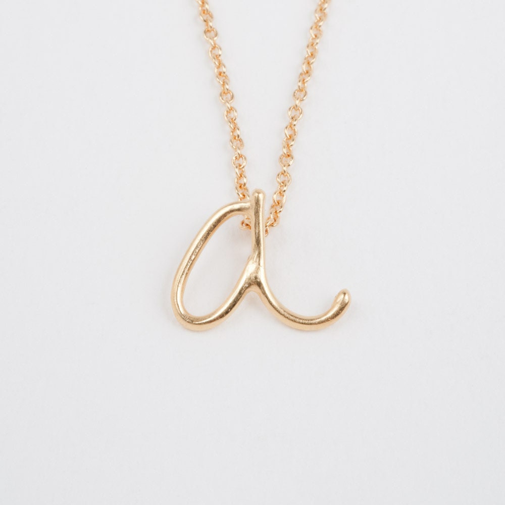 a - 18k vermeil handwritten initial pendant