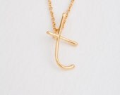 t - 18k vermeil handwritten initial pendant