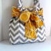 Large Bow Handbag Made of Chevron  Fabric