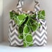 Handbag Made of Chevron  Fabric and Large Green Bow
