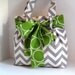 Handbag Made of Chevron  Fabric and Large Green Bow