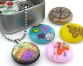 Interchangeable Magnetic Necklace Set / Fused Glass Jewelry / Art Glass Pendants / Magnet Necklace