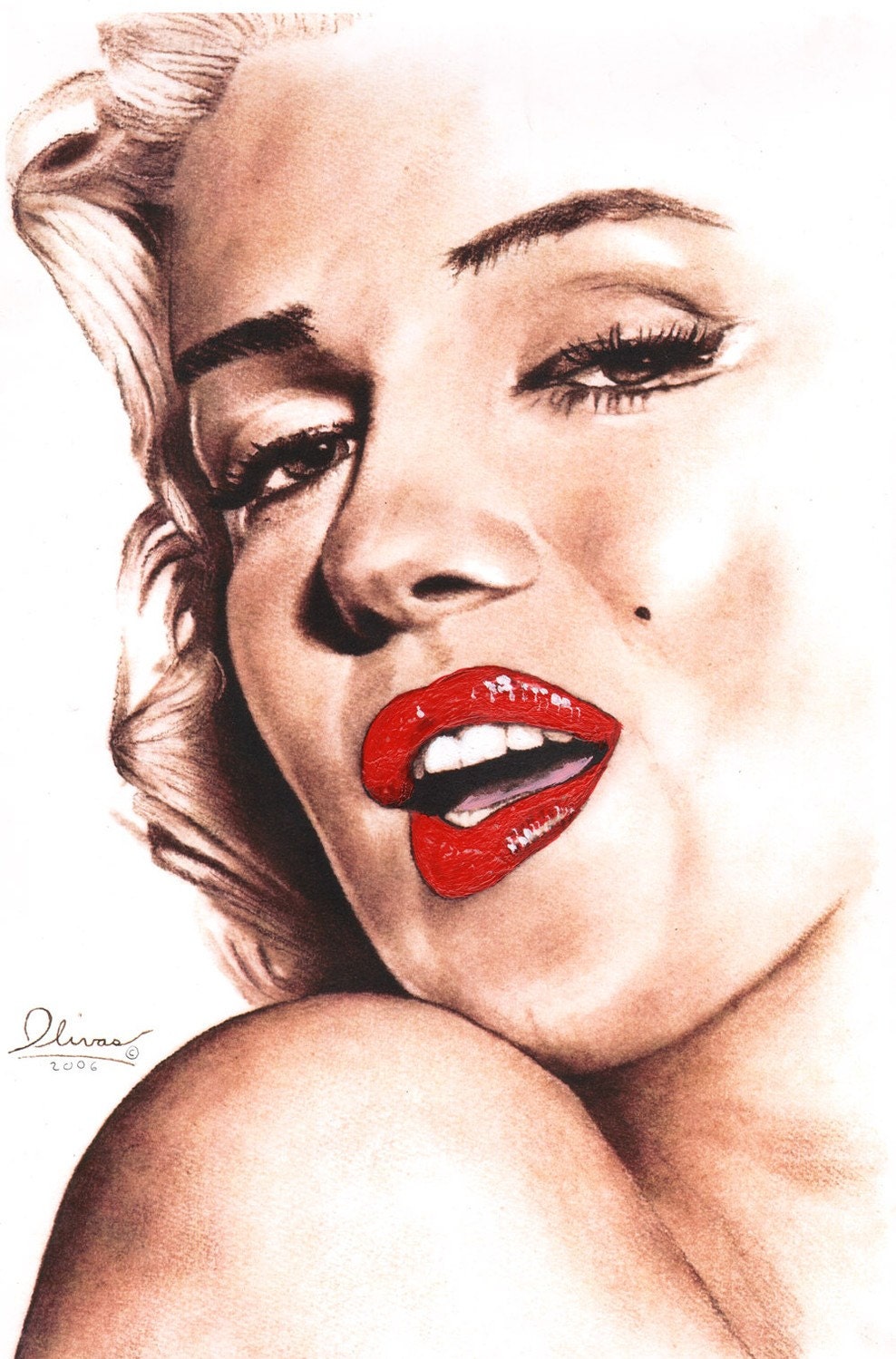 Marilyn Monroe (glamour) 11 x 17 print of hand drawn original