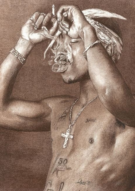 Tupac smokin 11 x 17 print of original 
