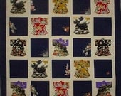 Small Size Cotton 'Navy Kimono Motif' Furoshiki Japanese Fabric w/Free Shipping
