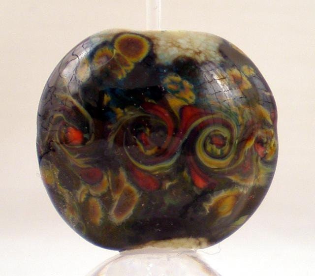 MonaRaeBeads Desert Bloom XL Lentil Lampwork Focal Bead