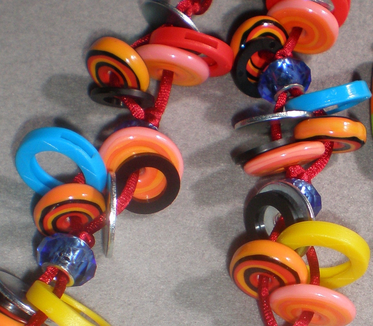 MonaRaeBeads Tropical Hardware Artisan Glass Lampwork and Satin Necklace and Earrings