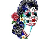 Sugar Skull Lady Print