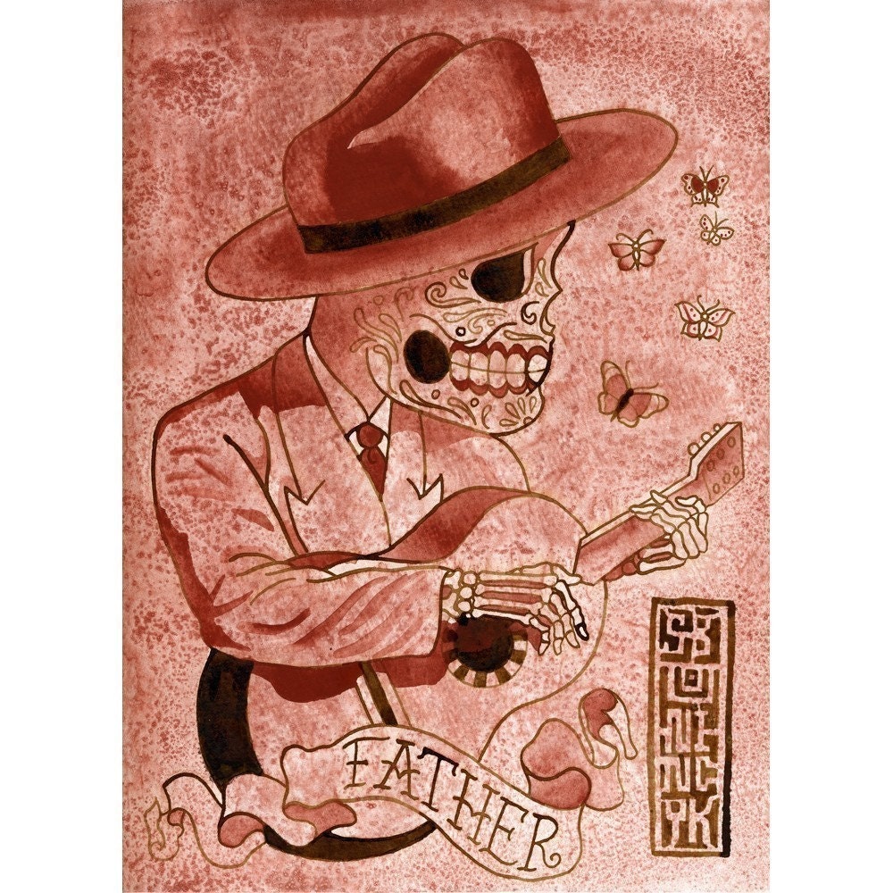 Father Guitar Playing Sugar Skull