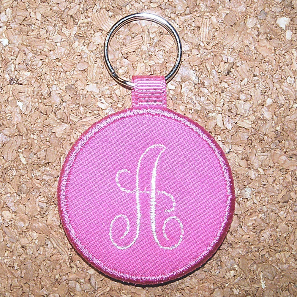 Hot Pink Monogrammed Keychain, key chain, key fob