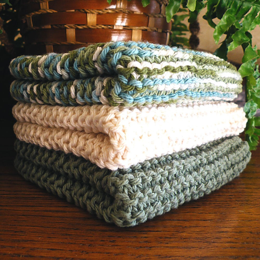 Sea Blends Hand Knitted Dish Cloths or Washcloths