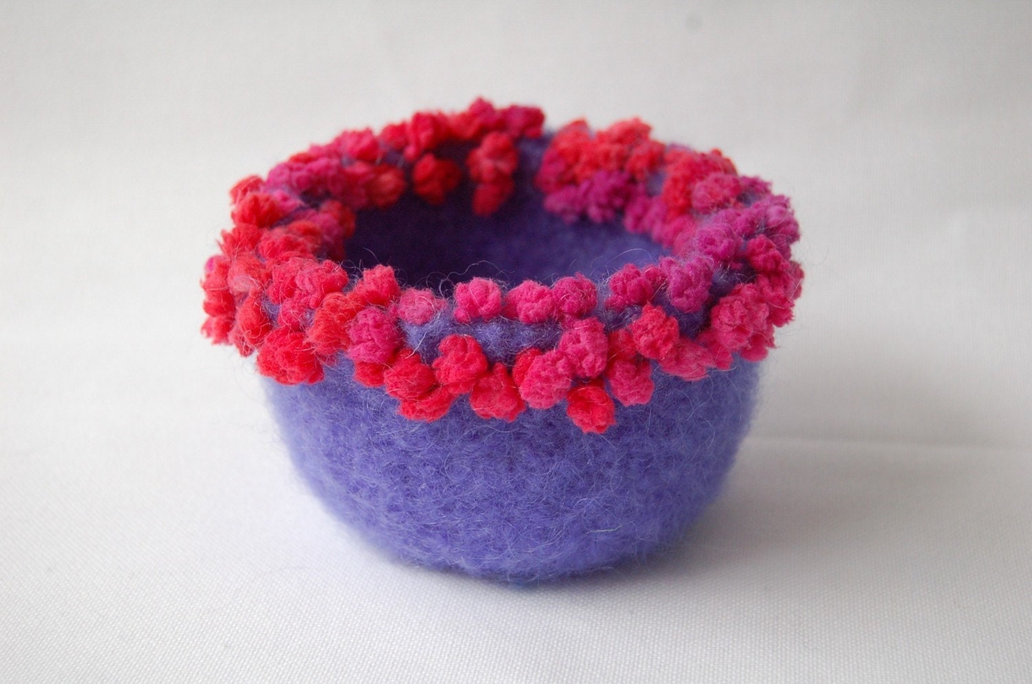 felted wool bowl periwinkle flame