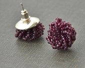 Stud Beaded Earrings : Purple