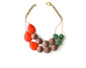 Big Bold Chunky Necklace : Wood and Gem Stones