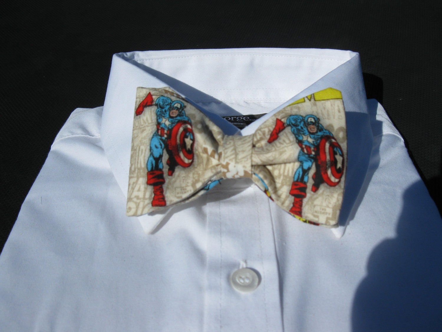 Bow tie made from Captain America Comics Fabric