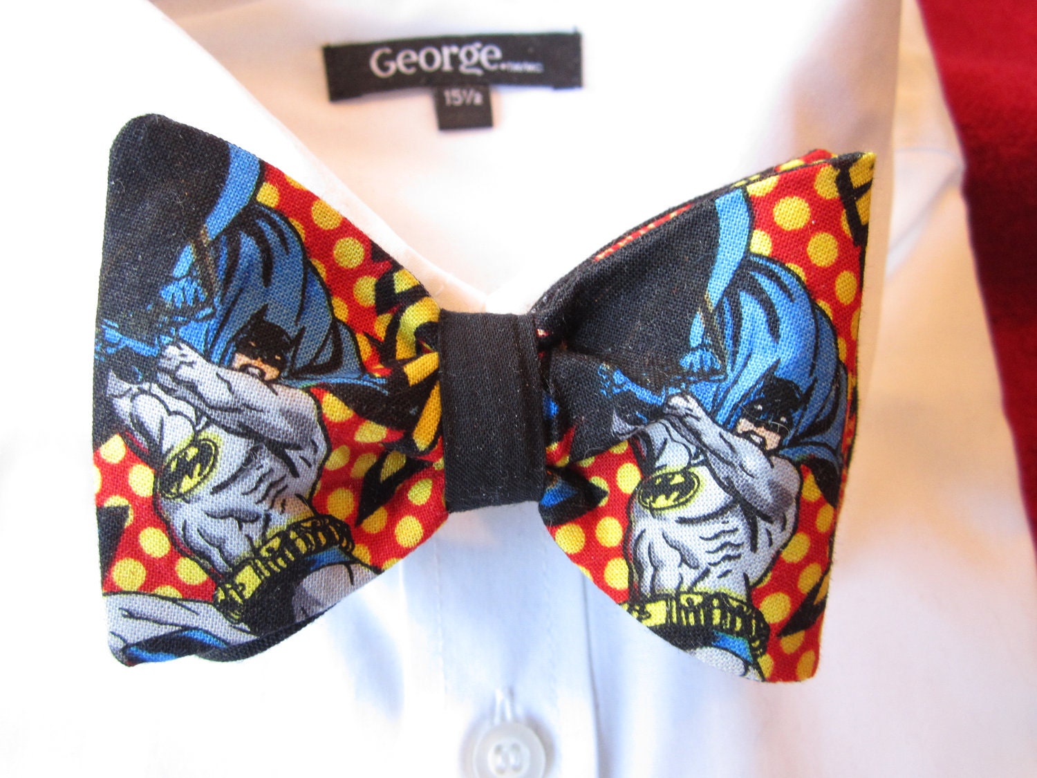 Bow tie featuring Batman in Flight Fabric