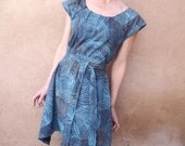 SeaShell Poem - iheartfink Handmade Hand Printed Womens Artistic Scoop Neck Spring Day Dress