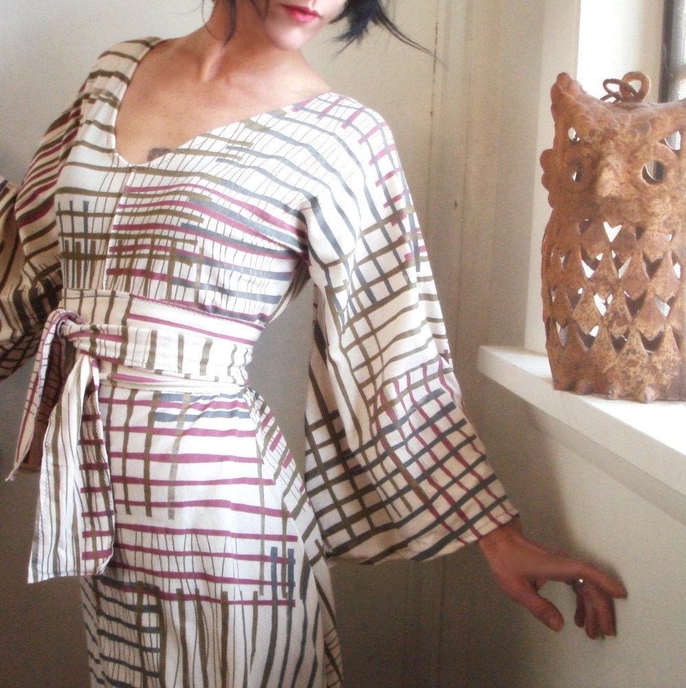 iheartfink SALE - World Drifts In - iheartfink Handmade Hand Printed Womens Artistic Kimono Tunic Dress Frock