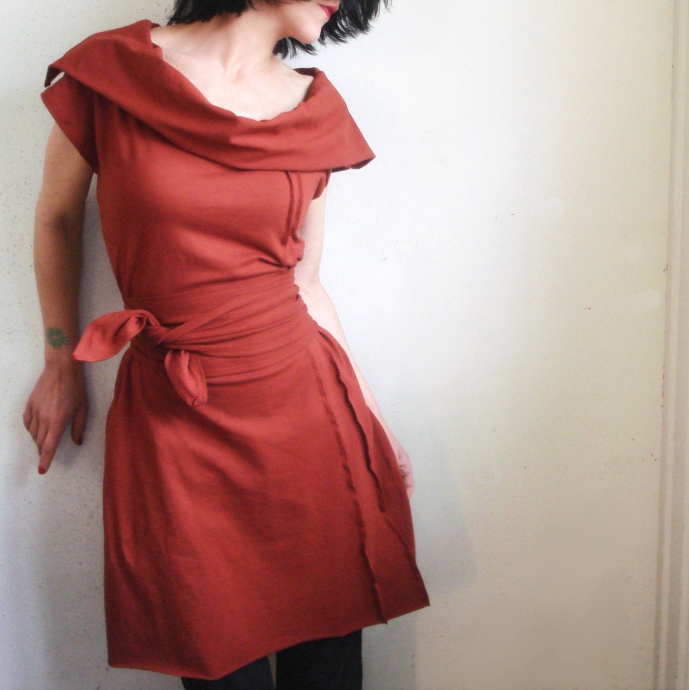 Not So Long Ago - Handmade iheartfink Cowl Dress with Belt