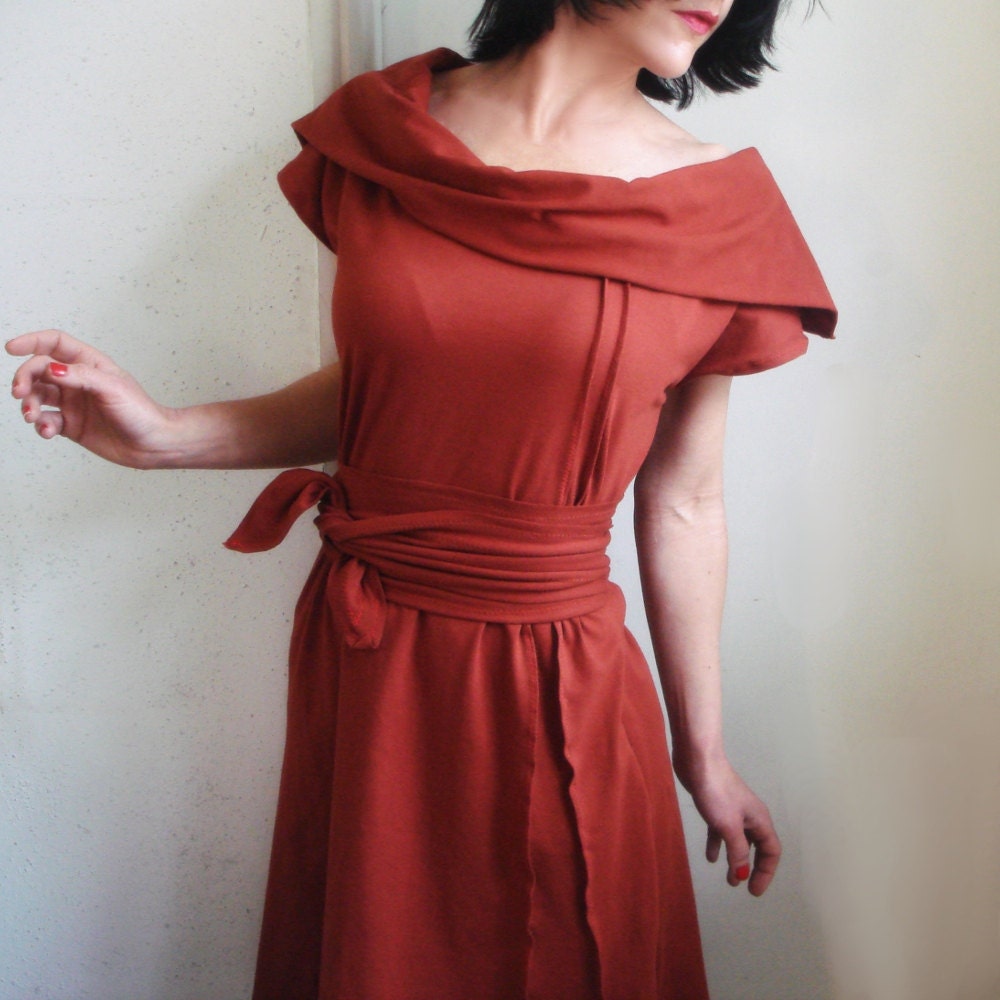 Not So Long Ago - Handmade iheartfink Cowl Dress with Belt