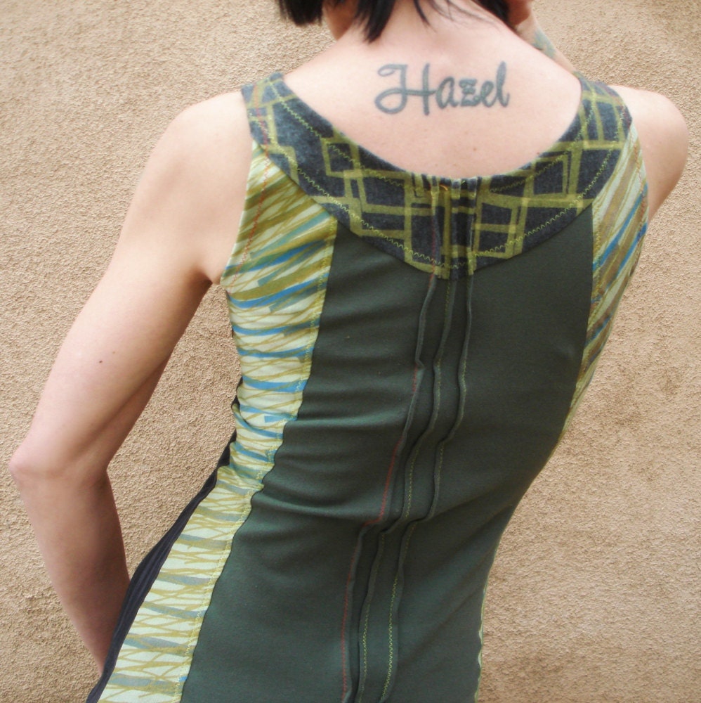 RESERVED - Mixed Bizness  - iheartfink Handmade Hand Printed Color Block Tank Top
