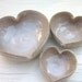 nesting heart bowls in rustic speckled white 3 1/2 inches