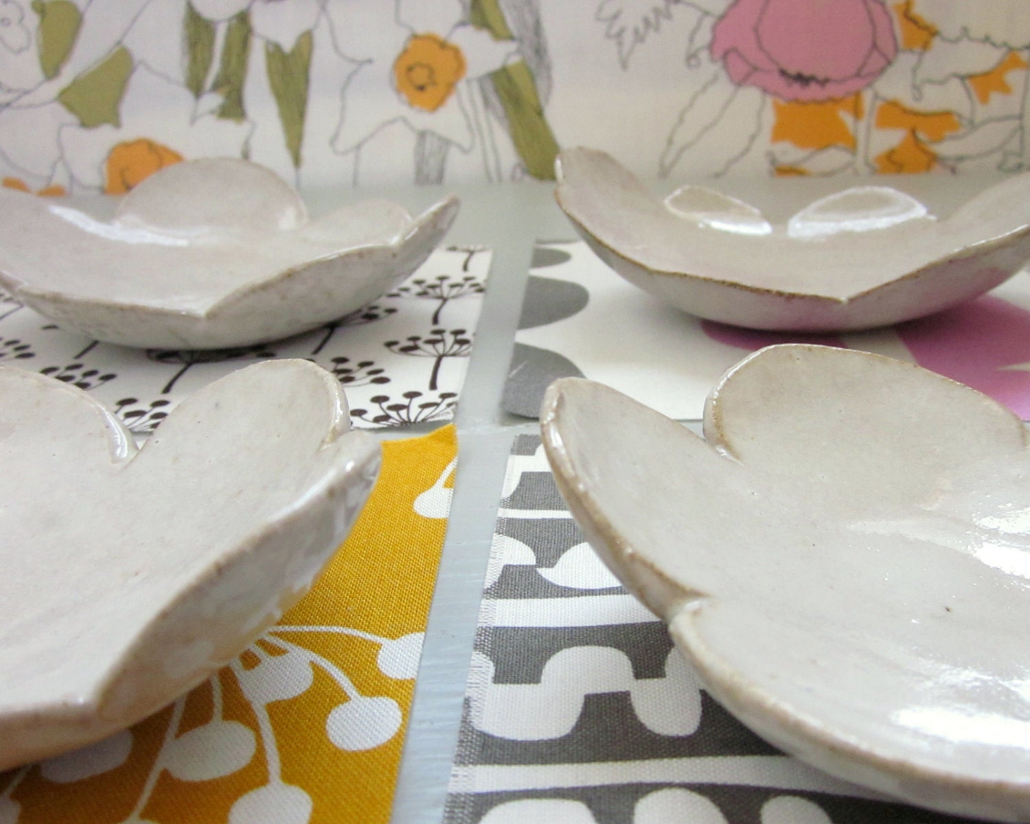 4 small cloud dishes for sushi, tea spoons, or jewelry