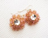 Bridal Rhinestone Earrings, Gold and Rhinestone Earrings, Wedding Earrings, Bridesmaids Jewelry, Blush pink and Gold Earrings, Shabby Chic