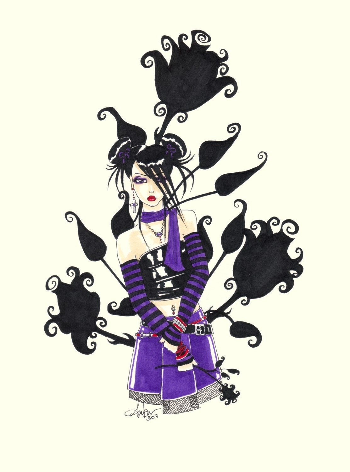 Black Roses original gothic artwork by Amber Hooper