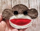 Sock Monkey Applique, Large Sock Monkey Embellishment, Scrapbook Sock Monkey, Sock Monkey, Fabric Sock Monkey  -Made to OrderMade to Order