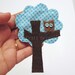 Tree with Owl Magnet, Tree Magnet, Fabric Owl Magnet, Fabric Tree Magnet, Magnet, Scrap Fabric Magnet, Fabric Tree Accessory