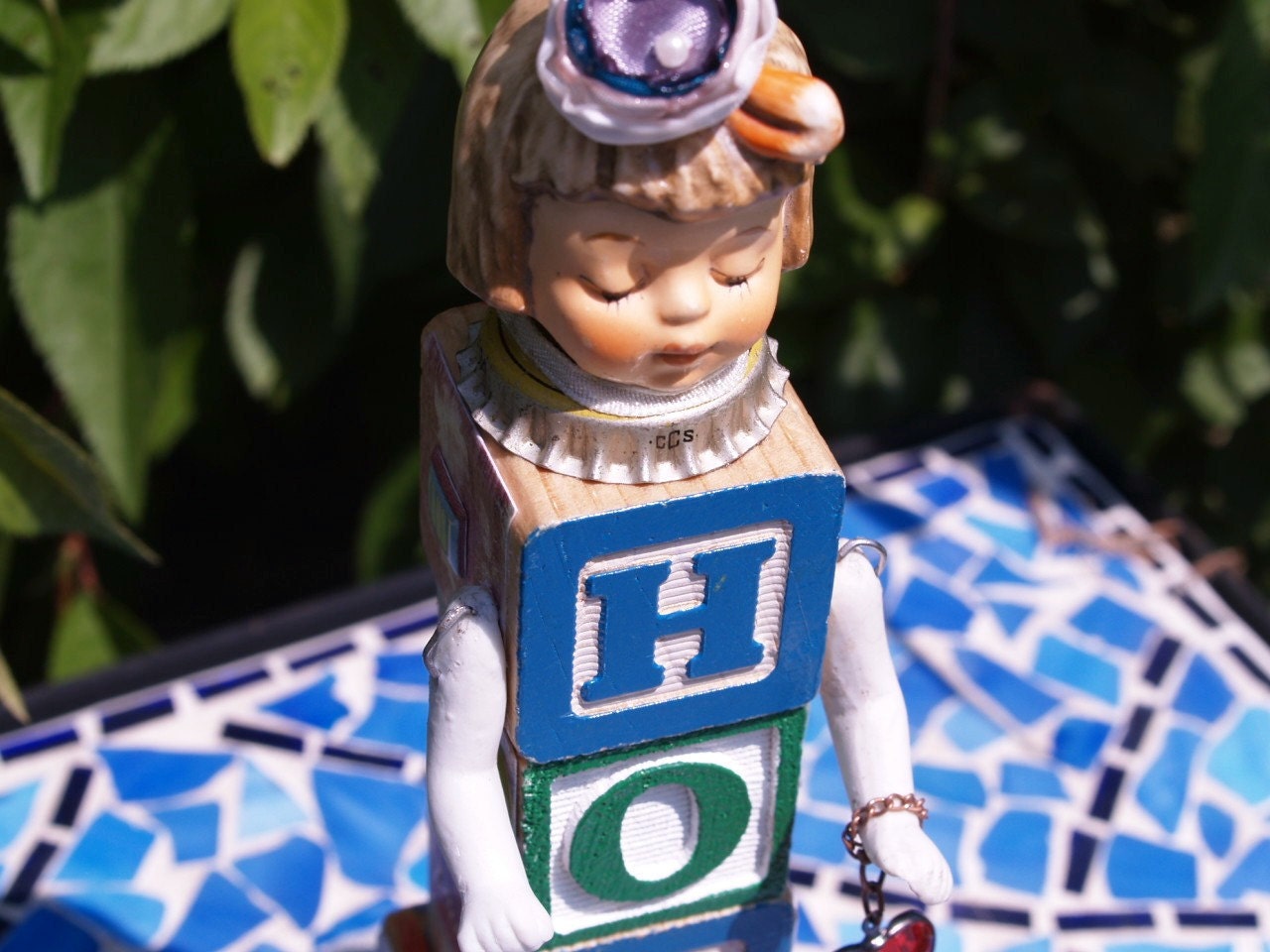 Hope Art Doll Assemblage Sculpture One of a kind Mixed Media Block Doll