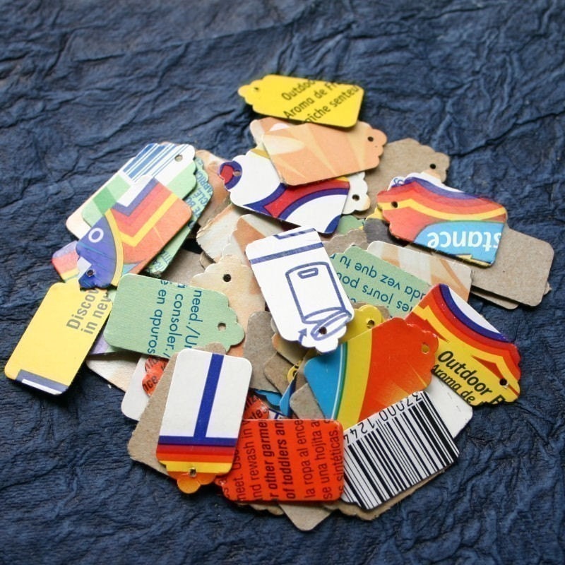 100 Lt. Brown Recycled - Hand Punched - Mini Jewelry Gift Tags - CARDBOARD BACKS