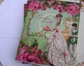 4 Let Them Eat Cake framboise et grenade Marie Antoinette Note Cards by Vintage Bella - raspberry and pomegranate