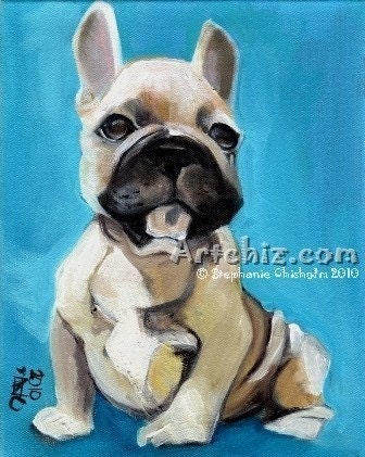 French Love - Beige French Bull Dog - Matted Art Print
