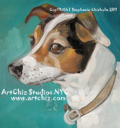 Jack Russell Terrier  Art -  DoG Art Print - MATTED - 5 x 5 Inches - DoG Portrait  -  Cute DoG Art - Terrier