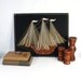 Vintage ship string art, black felt